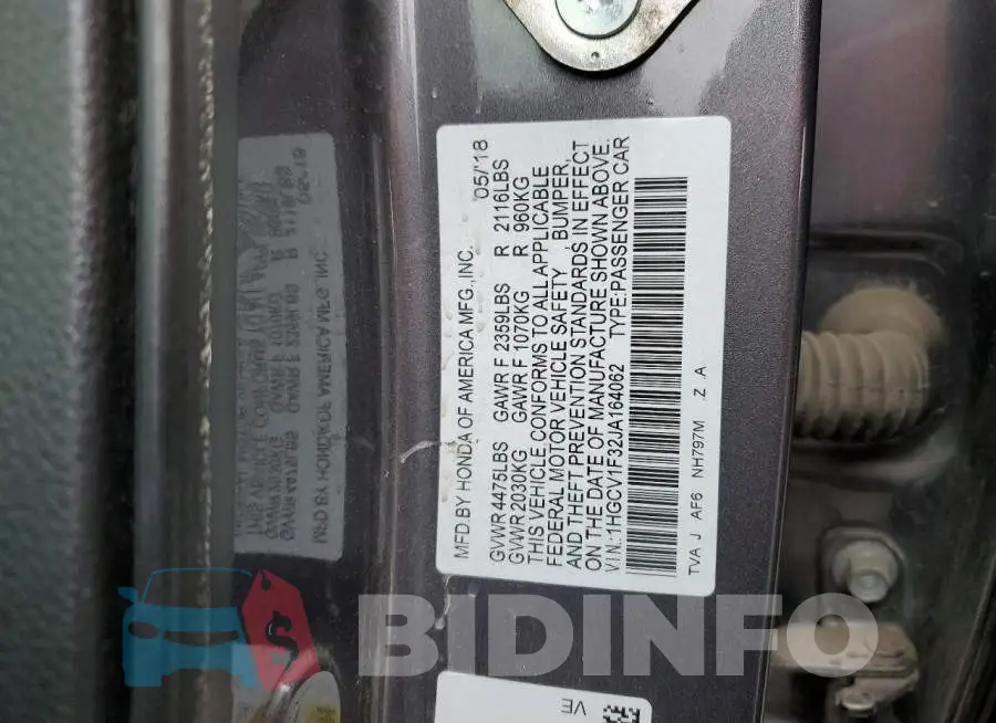 1HGCV1F32JA164062 Photo# 11