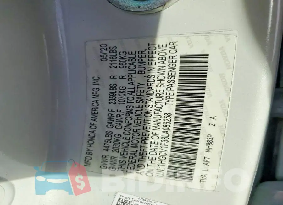 1HGCV1F38LA086258 Photo# 12
