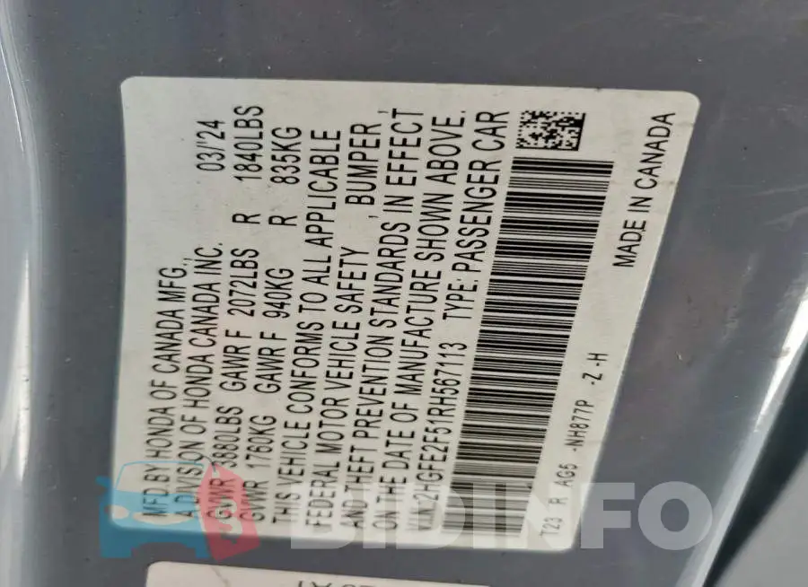 2HGFE2F51RH567113 Photo# 12
