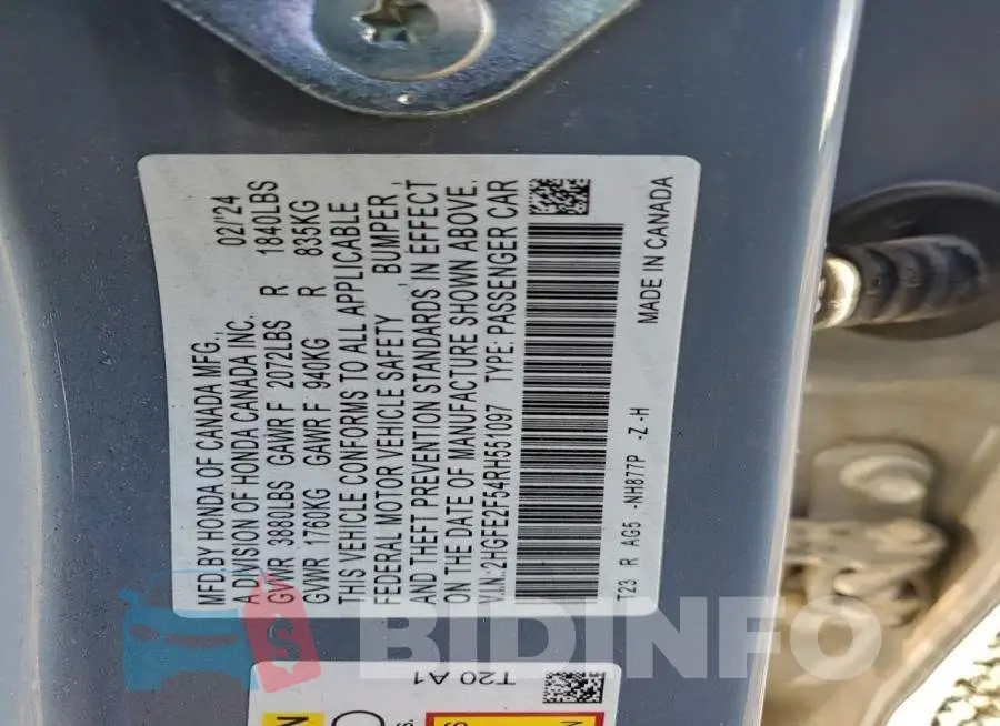 2HGFE2F54RH551097 Photo# 12