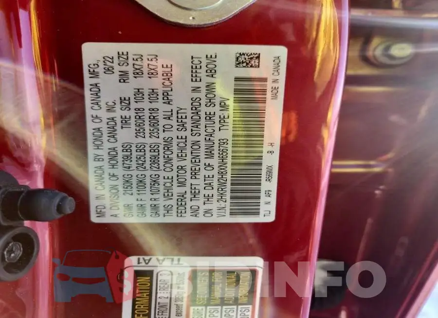2HKRW2H8XNH656793 Photo# 13