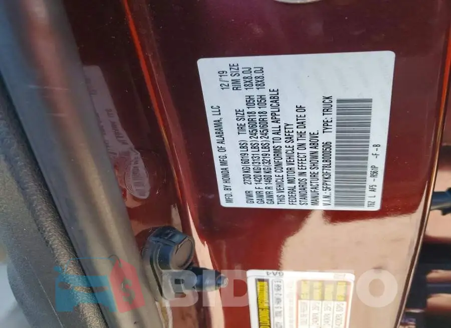 5FPYK3F78LB000506 Photo# 12