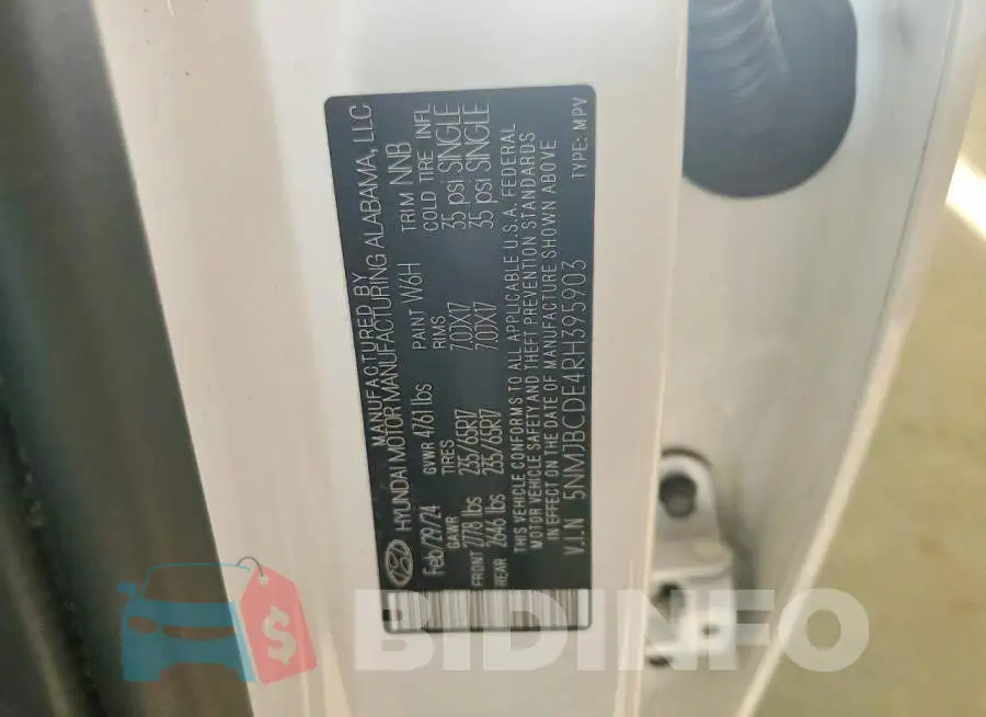 5NMJBCDE4RH395903 Photo# 13