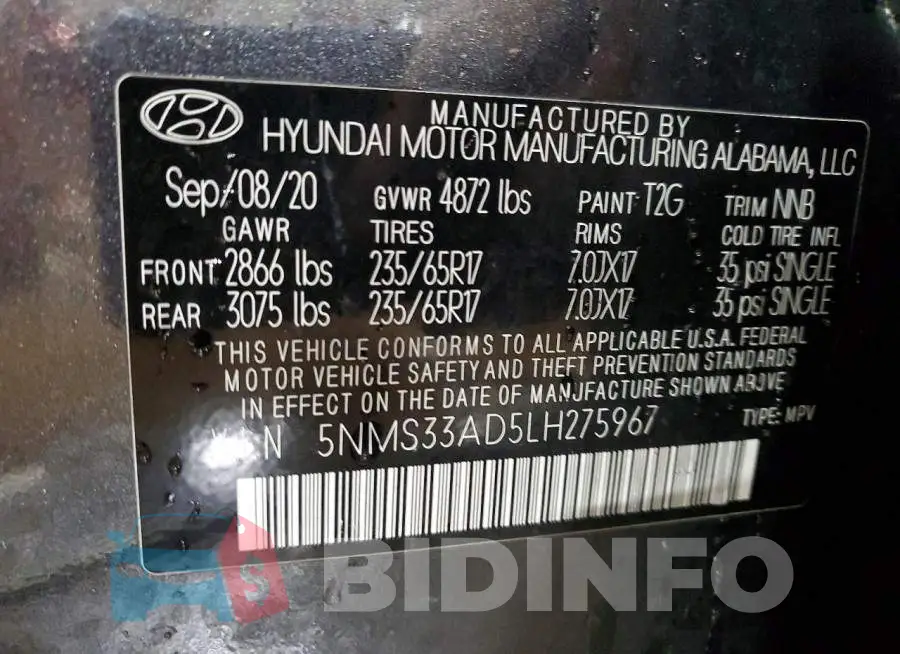 5NMS33AD5LH275967 Photo# 12