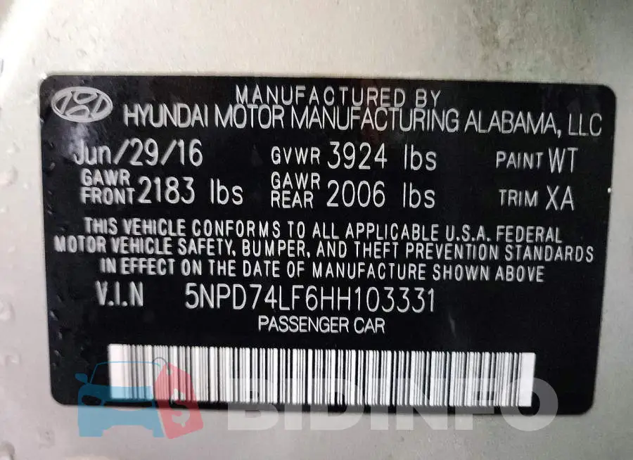 5NPD74LF6HH103331 Photo# 12