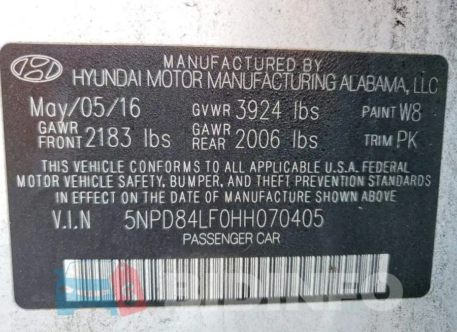 5NPD84LF0HH070405 Photo# 12