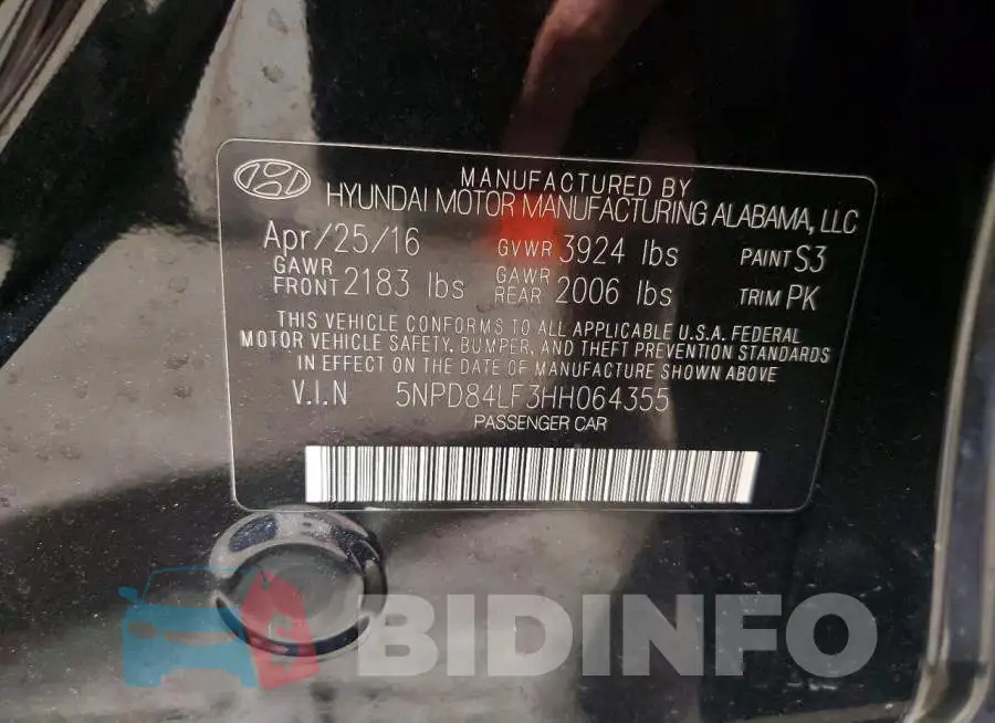 5NPD84LF3HH064355 Photo# 12