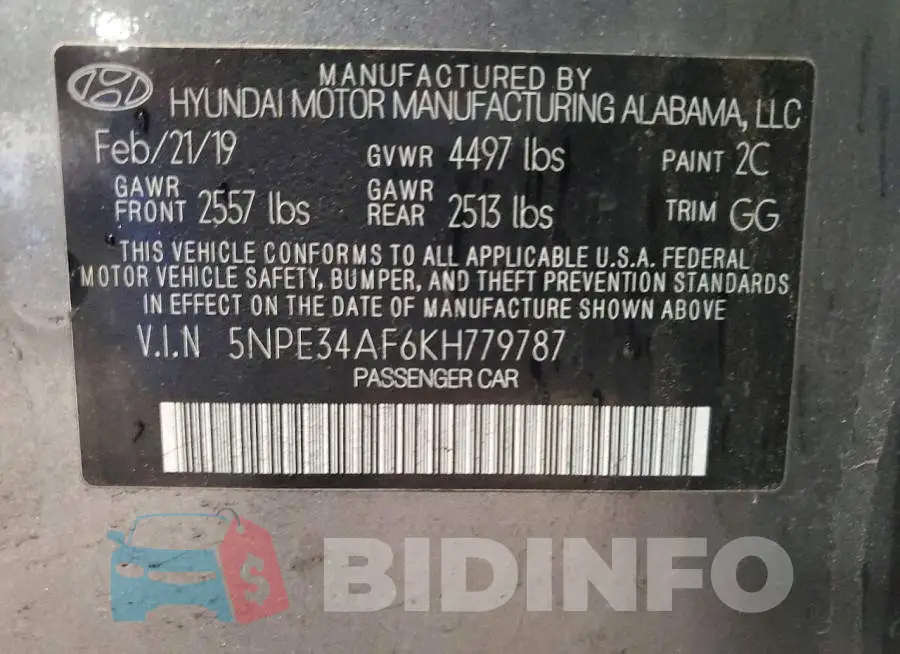 5NPE34AF6KH779787 Photo# 12