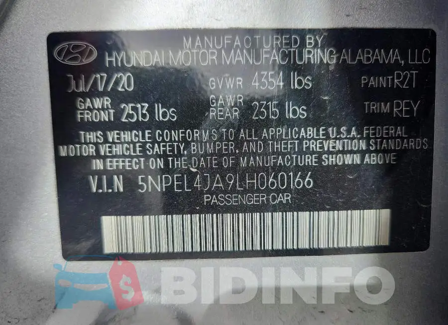5NPEL4JA9LH060166 Photo# 13