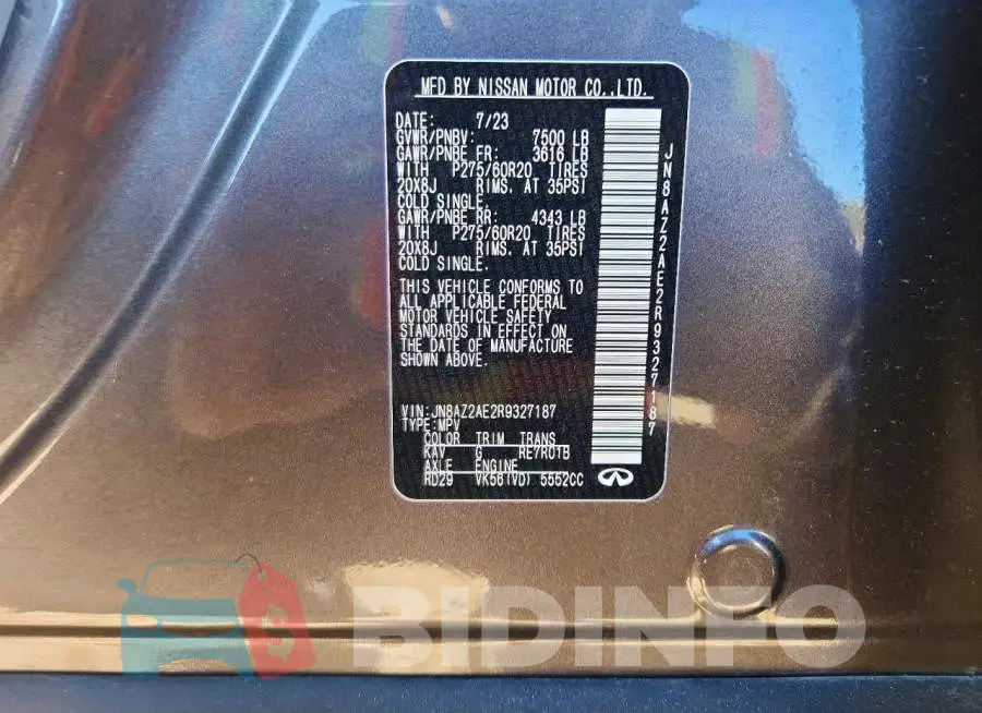 JN8AZ2AE2R9327187 Photo# 13