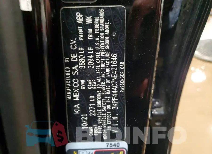 3KPF44AC7NE421646 Photo# 12