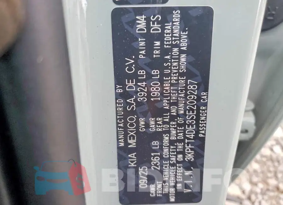 3KPFT4DE3SE209287 Photo# 12
