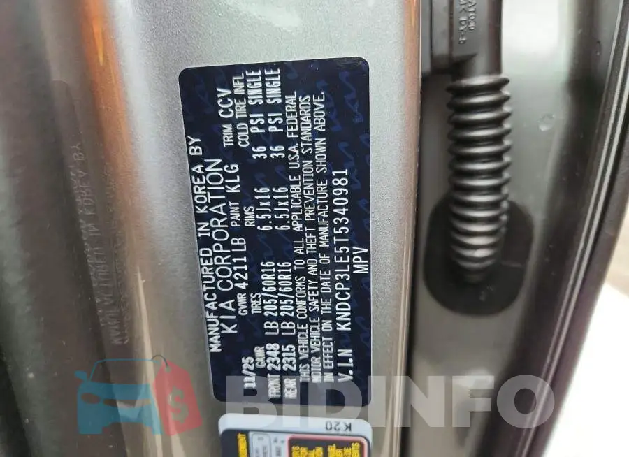 KNDCP3LE5T5340981 Photo# 13