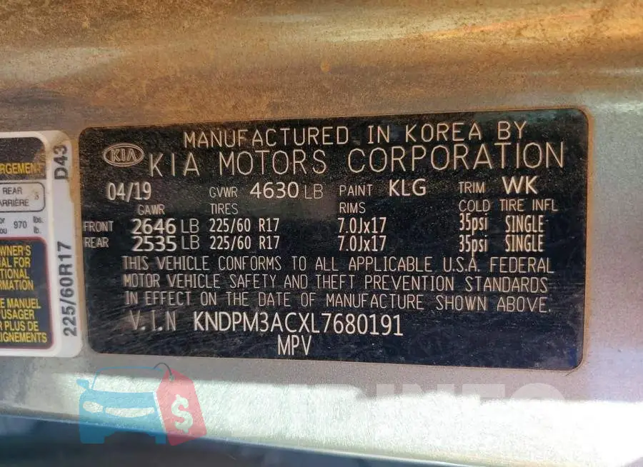 KNDPM3ACXL7680191 Photo# 13