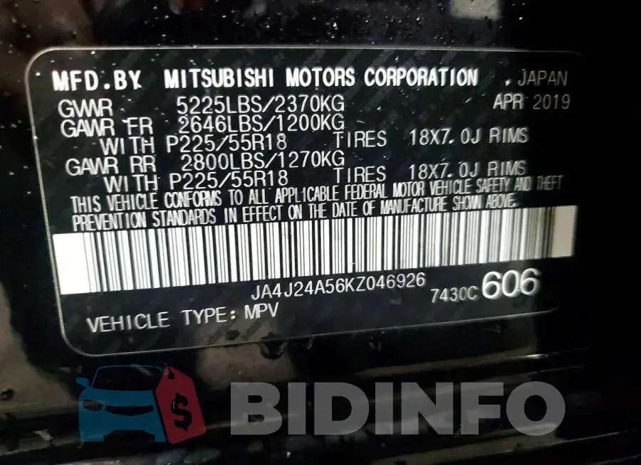 JA4J24A56KZ046926 Photo# 13