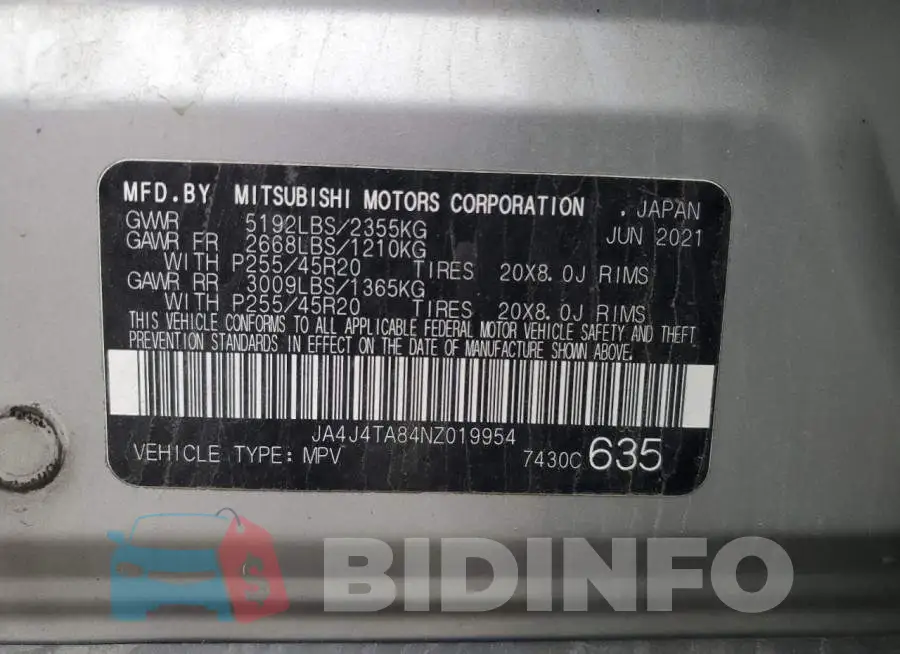 JA4J4TA84NZ019954 Photo# 14