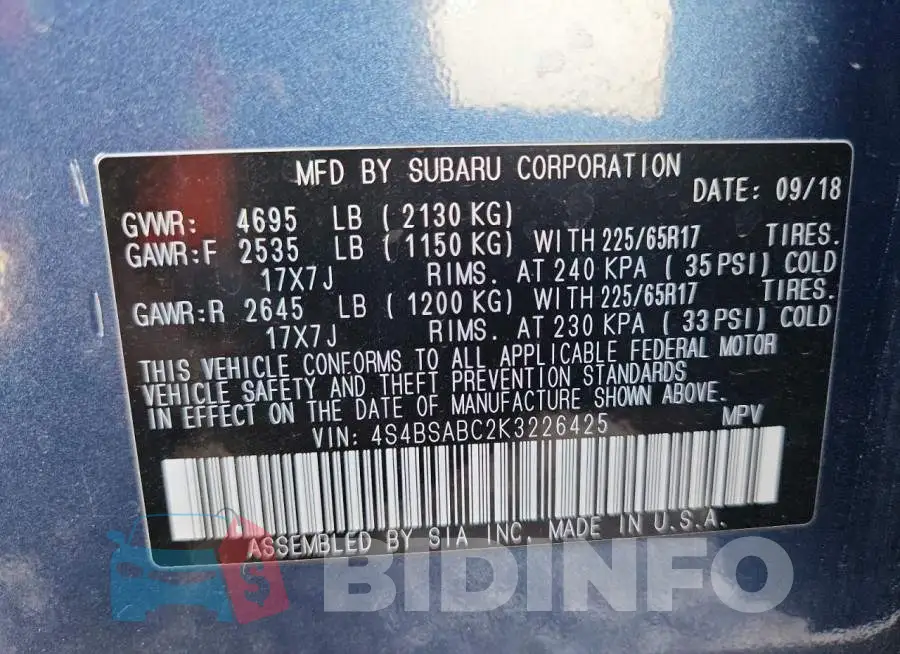 4S4BSABC2K3226425 Photo# 13