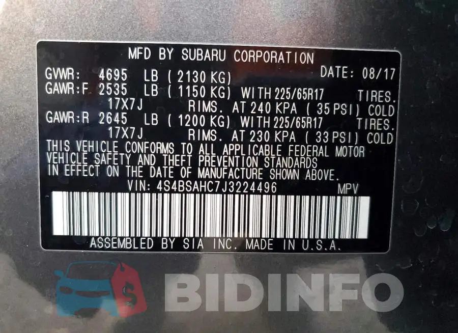 4S4BSAHC7J3224496 Photo# 12