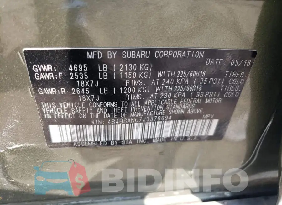 4S4BSANC7J3378694 Photo# 12