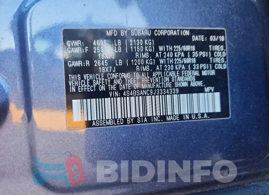 4S4BSANC9J3334339 Photo# 12