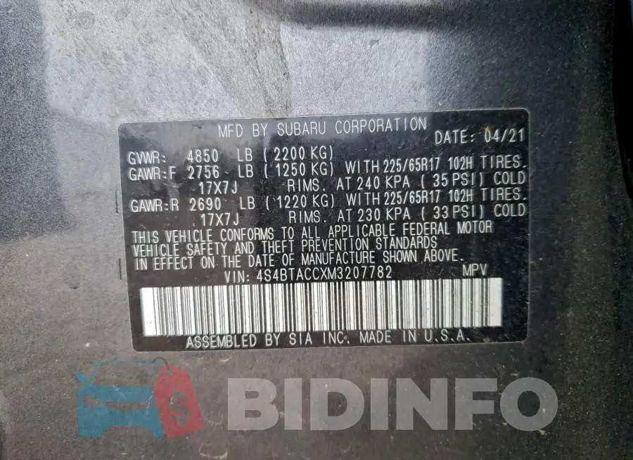 4S4BTACCXM3207782 Photo# 13