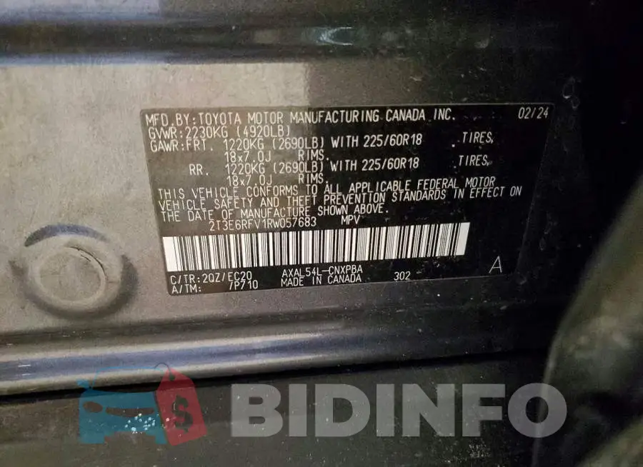2T3E6RFV1RW057683 Photo# 13