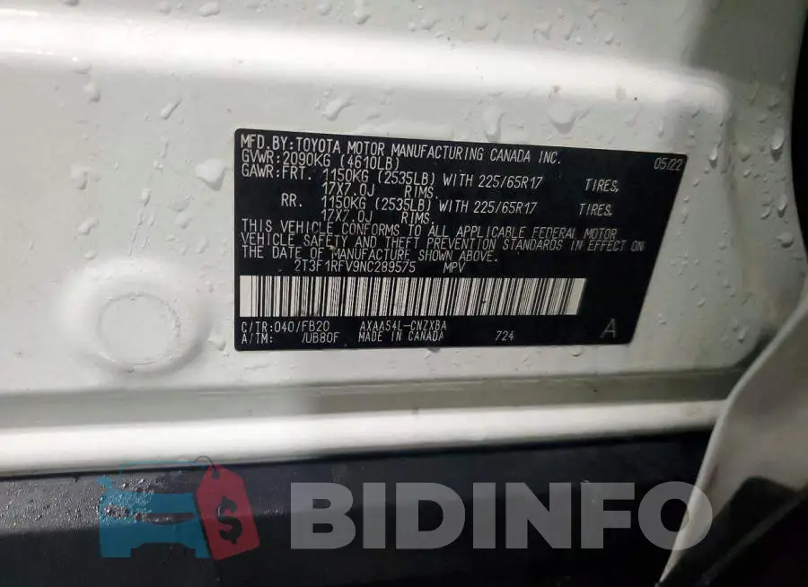 2T3F1RFV9NC289575 Photo# 13