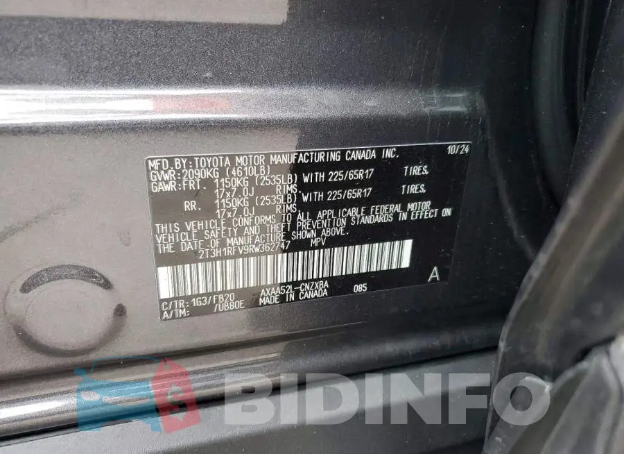 2T3H1RFV9RW362747 Photo# 12