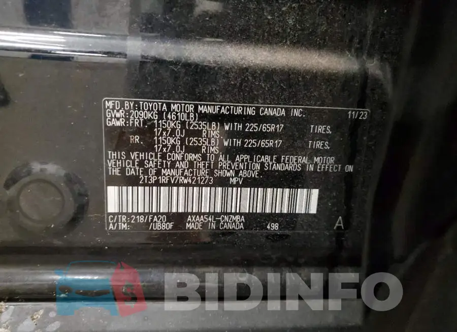 2T3P1RFV7RW421273 Photo# 13