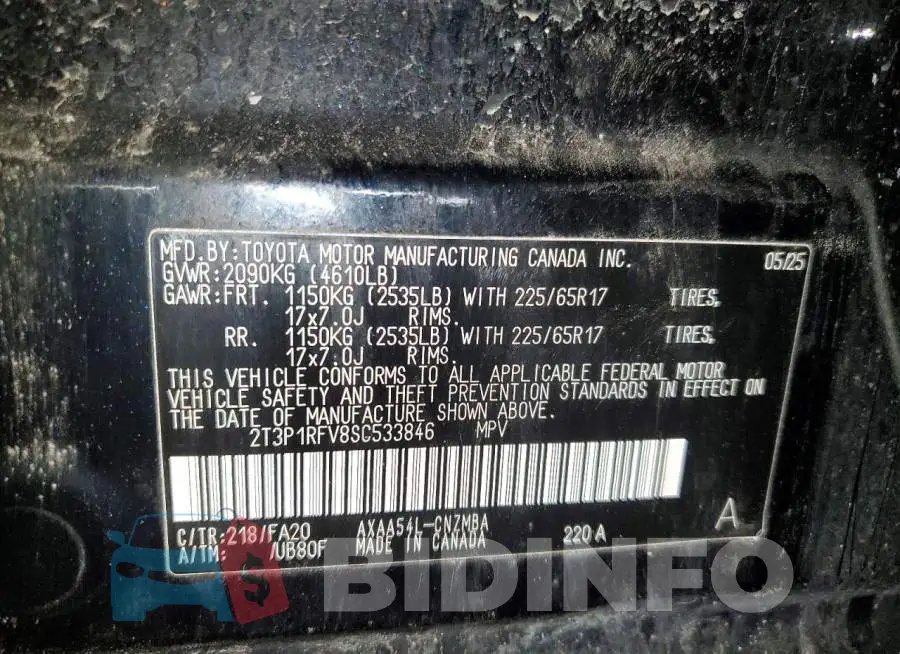 2T3P1RFV8SC533846 Photo# 13