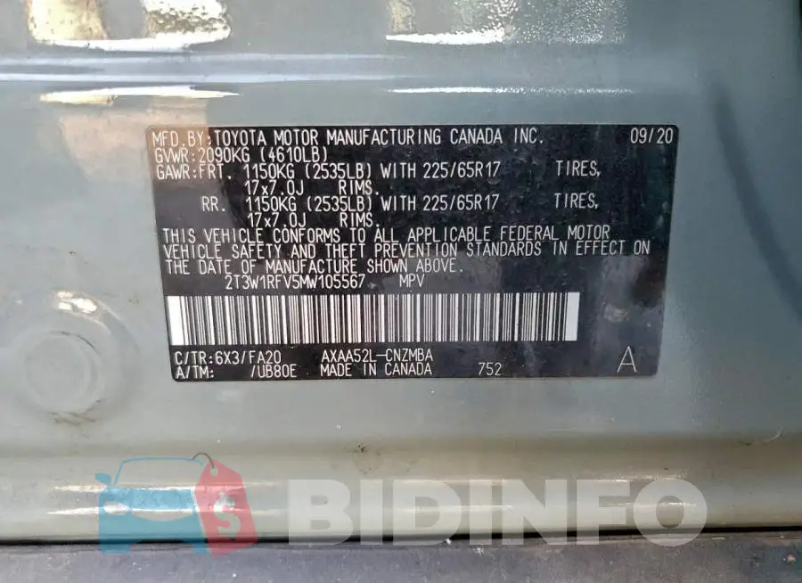 2T3W1RFV5MW105567 Photo# 13
