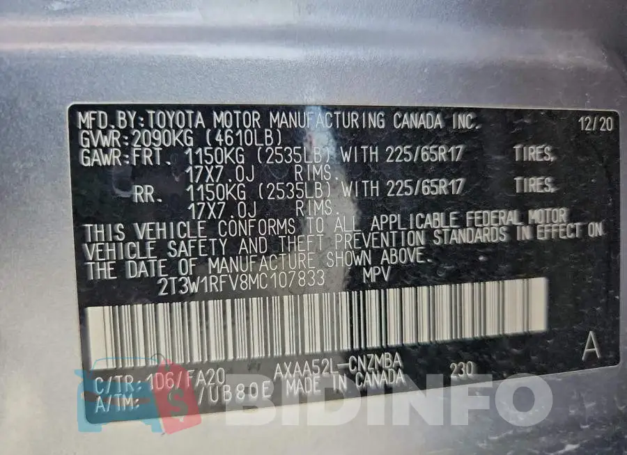 2T3W1RFV8MC107833 Photo# 12