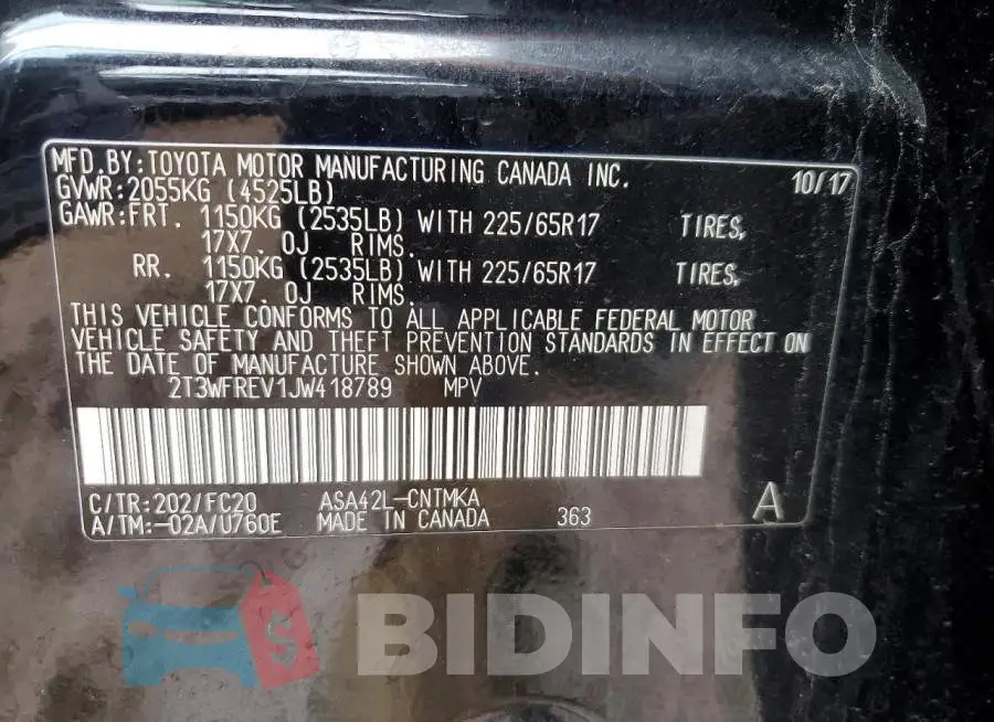 2T3WFREV1JW418789 Photo# 12