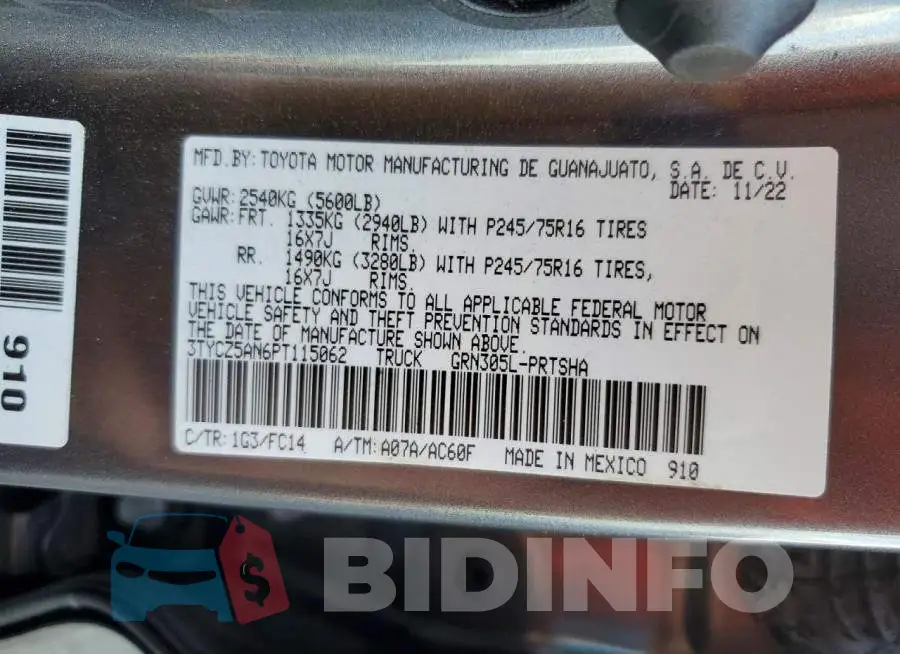 3TYCZ5AN6PT115062 Photo# 13