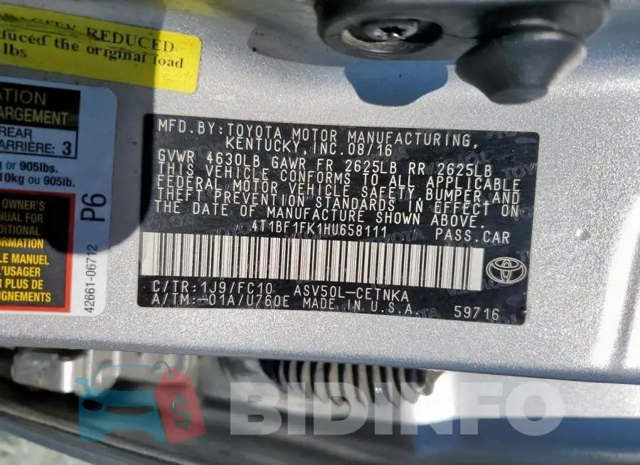 4T1BF1FK1HU658111 Photo# 13