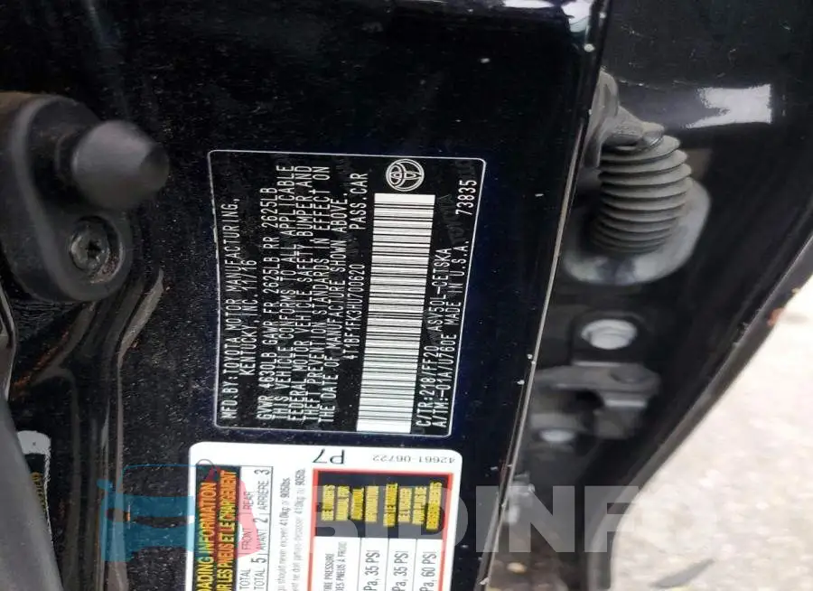 4T1BF1FK3HU700620 Photo# 12