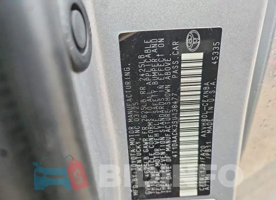 4T1DAACK3SU138477 Photo# 13