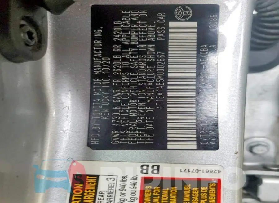 4T1EA1AB5MU002667 Photo# 12