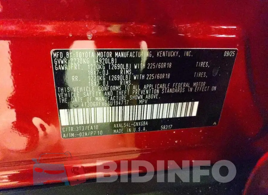 4T3D6RFV6SU194717 Photo# 13