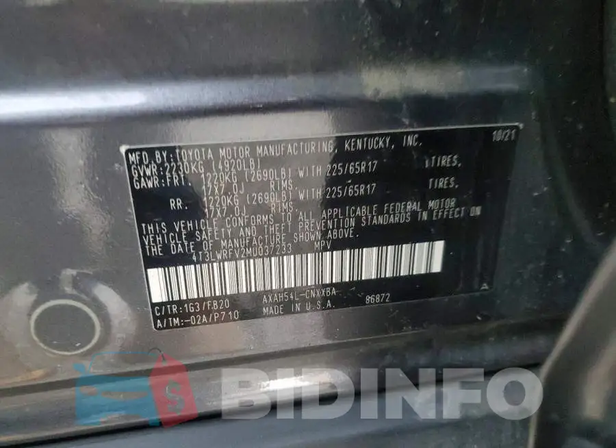 4T3LWRFV2MU037233 Photo# 13