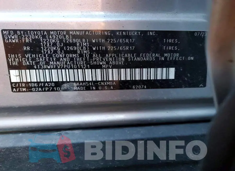 4T3RWRFV7PU101121 Photo# 12