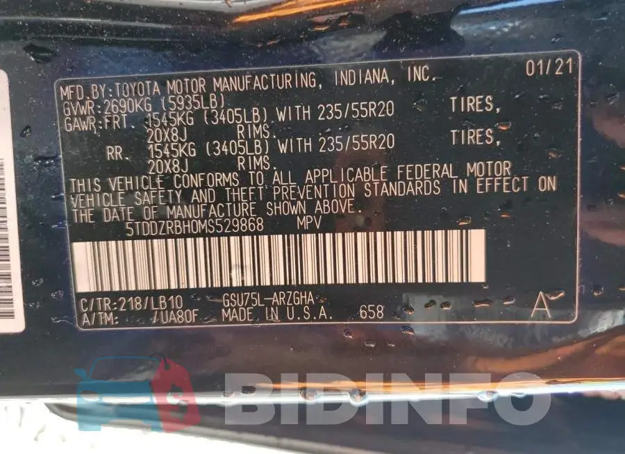 5TDDZRBH0MS529868 Photo# 13