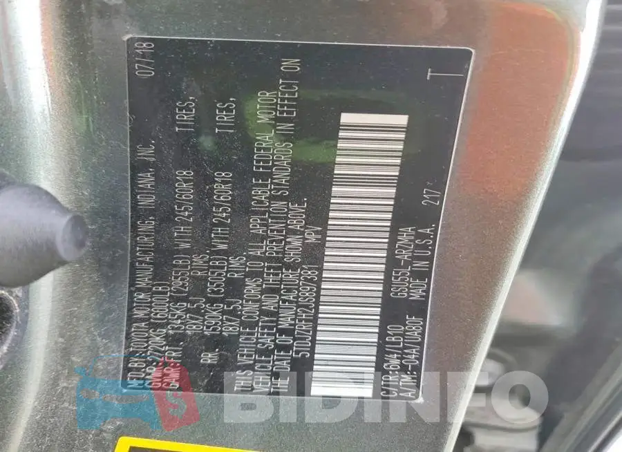 5TDJZRFH2JS897381 Photo# 13