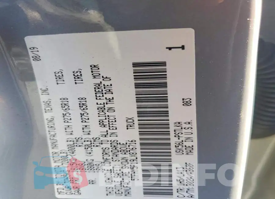5TFHY5F19LX876716 Photo# 13