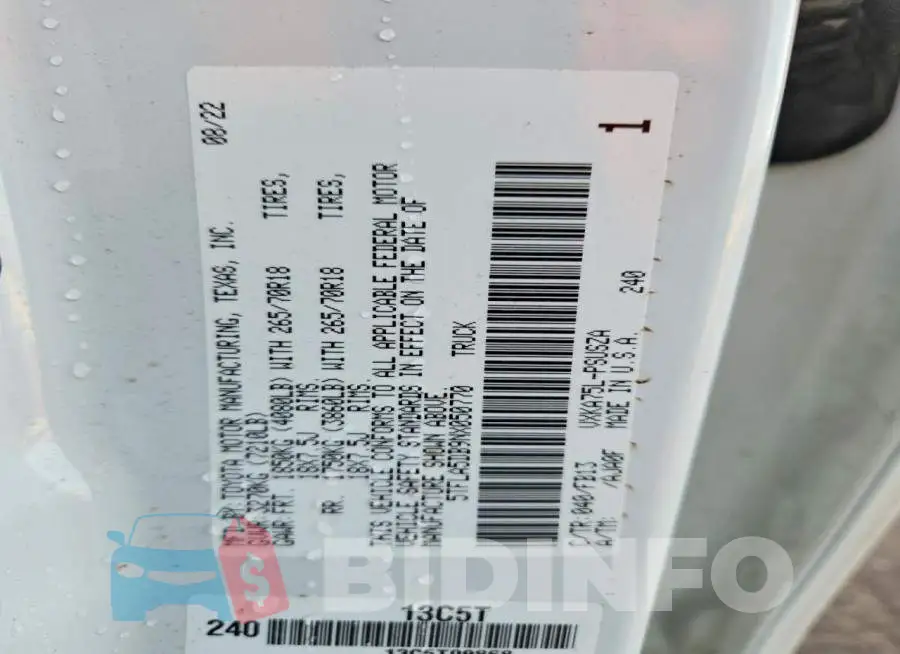 5TFLA5DB9NX050770 Photo# 12