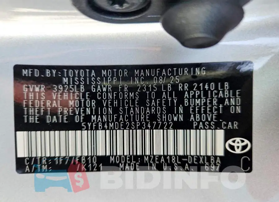 5YFB4MDE2SP347722 Photo# 12