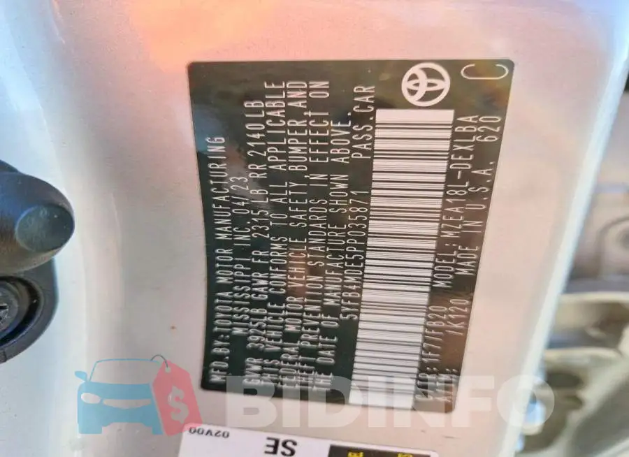 5YFB4MDE5PP035871 Photo# 12