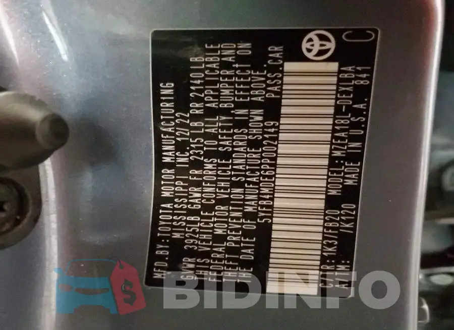 5YFB4MDE6PP002149 Photo# 13