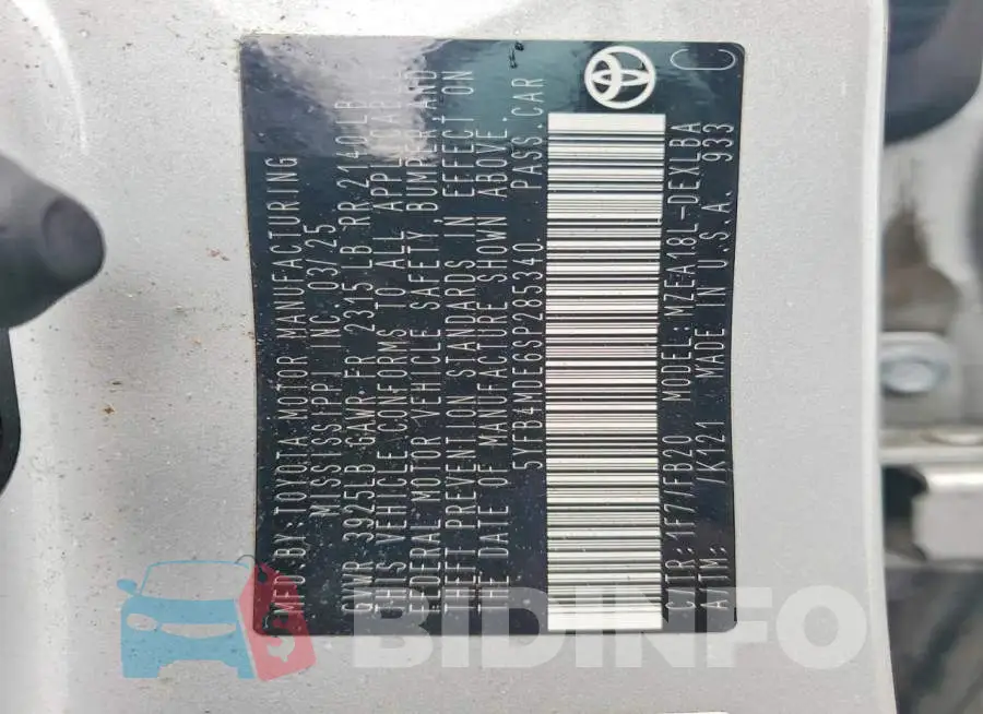 5YFB4MDE6SP285340 Photo# 12