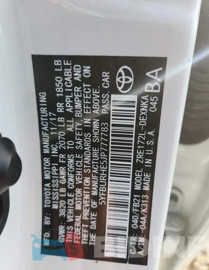 5YFBURHE5JP777783 Photo# 12